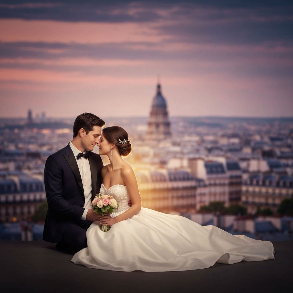 Romantic couple with styled backdrop